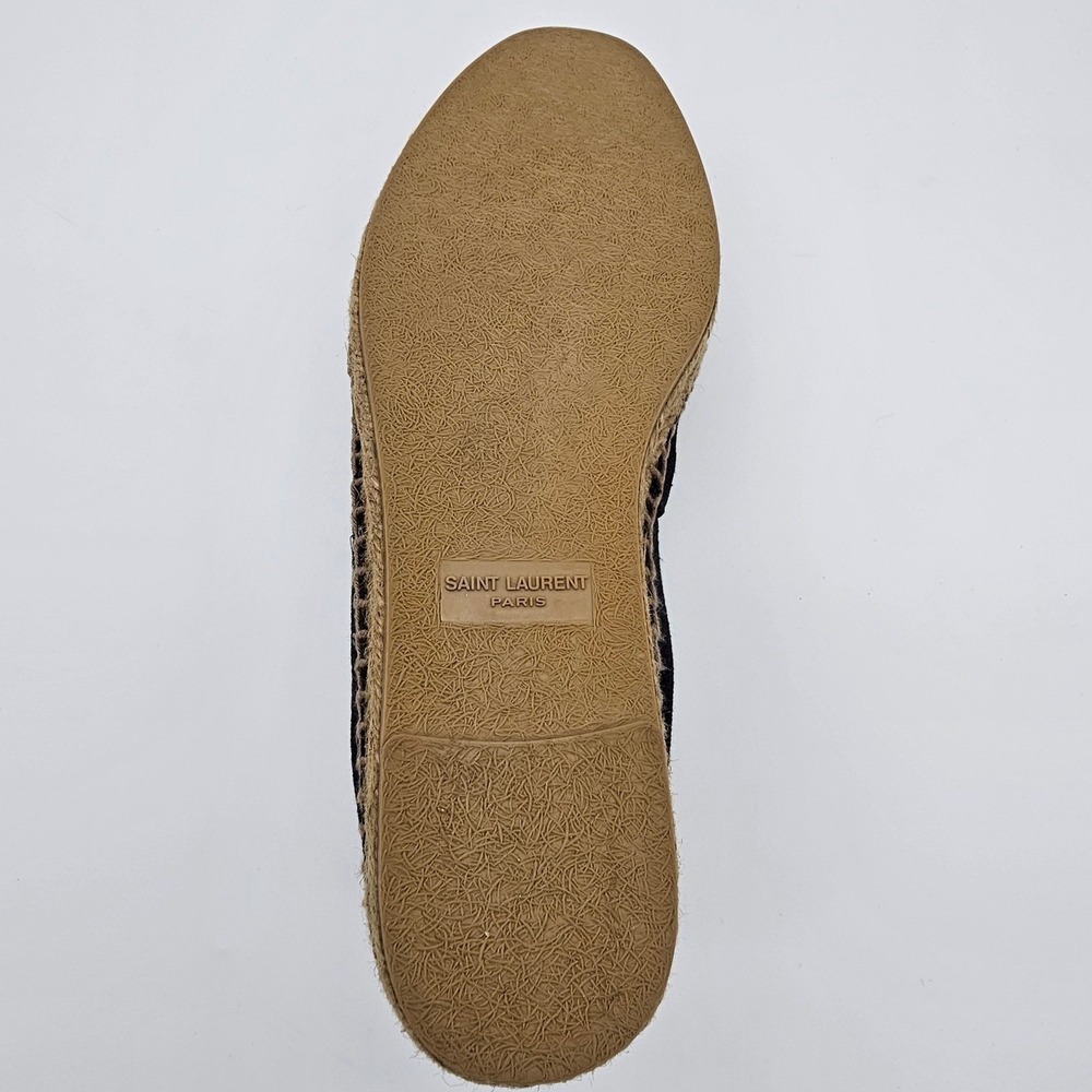 Saint Laurent Paris YSL Mens Espadrilles Logo Embroidered Canvas Black Nero  9.5 - Picture 7 of 9